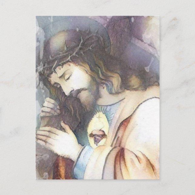 Vintage Sacred Heart of Jesus Religious Postcard (Front)