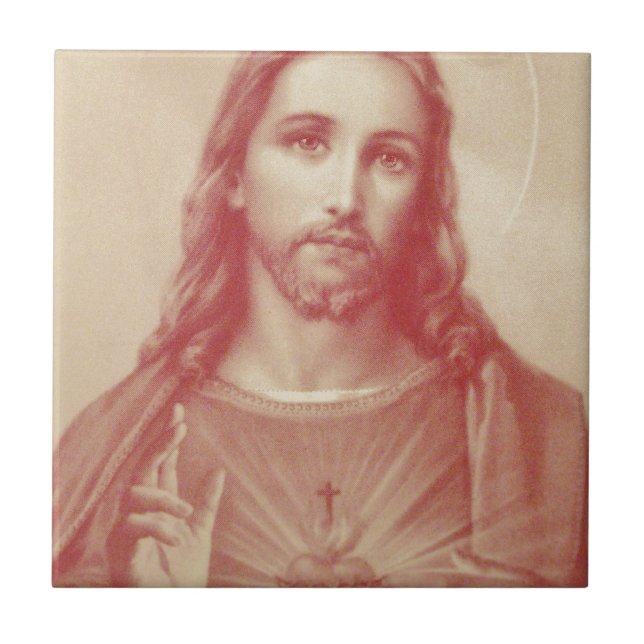 Vintage Sacred Heart of Jesus Tile (Front)