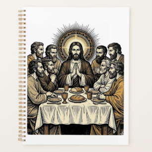 Vintage Sacred Supper Engraving Religious Art Shir Planner