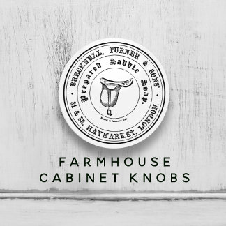 Vintage Saddle Soap Farmhouse Black & White Ceramic Knob