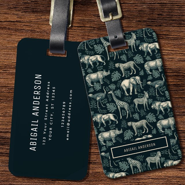 Vintage Safari African Animals Pattern  Luggage Tag (Creator Uploaded)