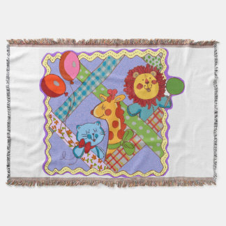 Vintage Safari Animals Throw Blanket