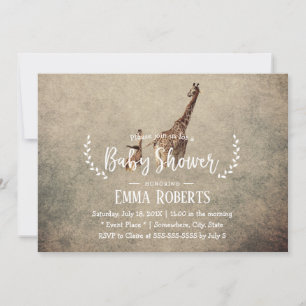 Vintage Safari Giraffe Baby Shower Invitation