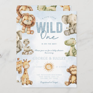 Vintage Safari Plush Baby Shower Invitation