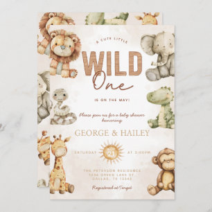 Vintage Safari Plush Baby Shower Invitation