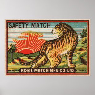Vintage Safety Match Label - Tiger Poster