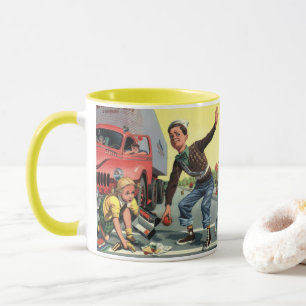 Vintage Safety Patrol Crossing Guard Helping Girl Mug