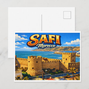 Vintage Safi city beach morocco travel souvenirs Postcard