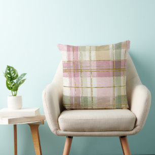 Vintage Sage and Pink Watercolor Cushion