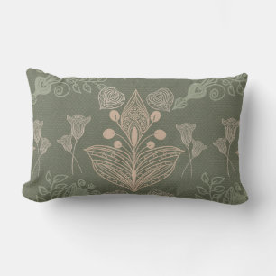 Vintage Sage Blush Pink Floral Lumbar Cushion