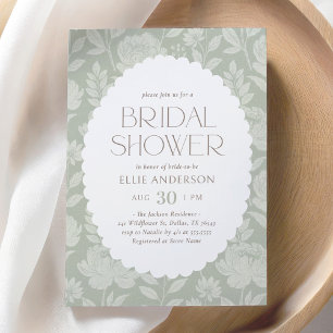 Vintage Sage Floral Chinoiserie Bridal Shower Invitation