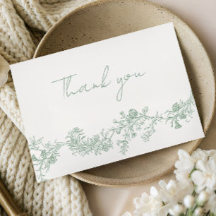 Vintage Sage Floral Wedding Thank You Card