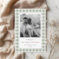 Vintage Sage Gingham Two Sided Family Photo