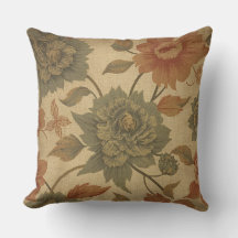 Vintage Sage Green and Orange Floral