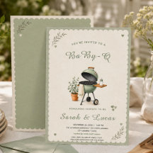 Vintage Sage Green Baby-Q BBQ Neutral Baby Shower