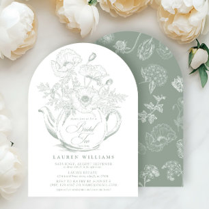 Vintage Sage Green Botanical Bridal Tea Shower Invitation