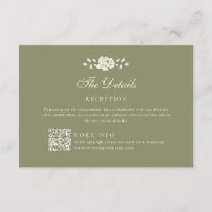 Vintage Sage Green Botanical Wedding Details Enclosure Card