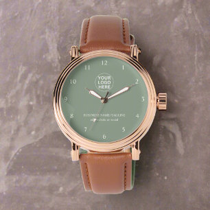 Vintage Sage Green Branded Corporate Logo Watch