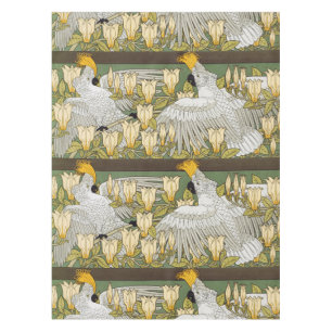 Vintage Sage Green Cockatoo Parrot Magnolia Art Tablecloth