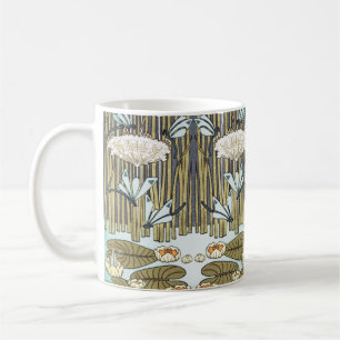 Vintage Sage Green Dragonfly & Lily Art Coffee Mug