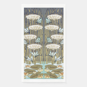 Vintage Sage Green Dragonfly & Lily Art Napkin