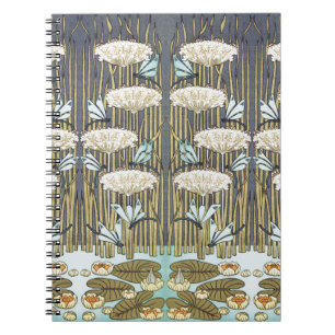 Vintage Sage Green Dragonfly & Lily Art Notebook