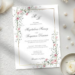 Vintage Sage Green Dusty Rose Floral Vine Wedding Invitation<br><div class="desc">Elegant Victorian watercolor painted dusty rose and sage green floral vines with a faux gold frame. Features delicate,  tiny flowers,  soft botanical greenery,  and flowing vines in a vintage Regency era style with classic serif font and elegant and timeless script.</div>
