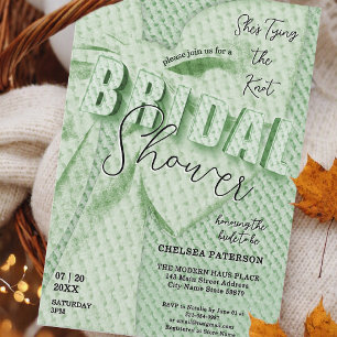 Vintage Sage Green Elegant Bow Bridal Shower Invitation