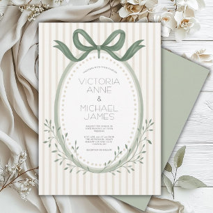Vintage Sage Green Elegant Wedding Invitation