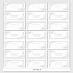 Vintage Sage Green Floral Line Art Guest Address