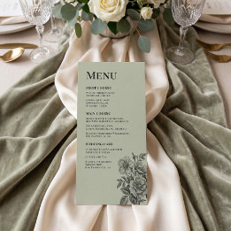 Vintage Sage Green Floral Romantic Menu