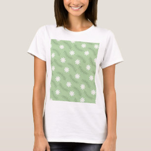 Vintage Sage Green Floral Tropical Flower Pattern T-Shirt
