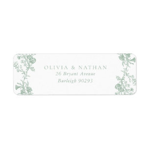 Vintage Sage Green Floral Wedding Return Address