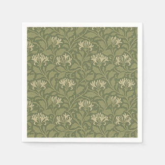 Vintage Sage Green Honeysuckle Floral Garden Party Napkin