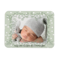 Vintage Sage Green One Photo Gender Neutral Birth