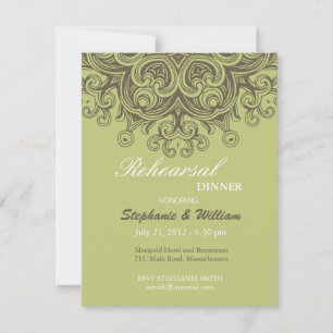 Vintage Sage Green Rehearsal Dinner Card