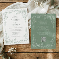 Vintage Sage Green Toile French Floral Wedding