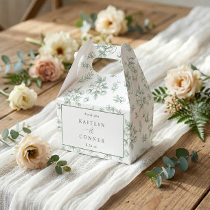 Vintage Sage Green Victorian Floral French Wedding Favour Box