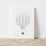 Vintage Sage Green Watercolor Hot Air Balloon Faux Canvas Print<br><div class="desc">This vintage watercolor hot air balloon print is a beautiful way to decorate your nursery,  kids room,  or any travel-themed space.</div>