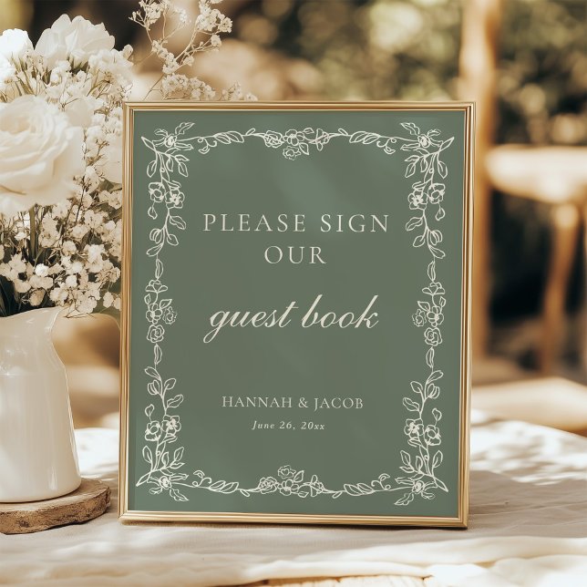 Vintage Sage Green Wedding Guestbook Sign (Creator Uploaded)