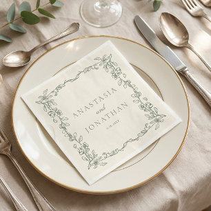 Vintage Sage Green Wedding Napkin