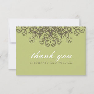 Vintage Sage Green Wedding Thank You Card