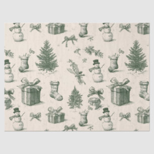 Vintage Sage Green Winter Toile Christmas (2) Tissue Paper