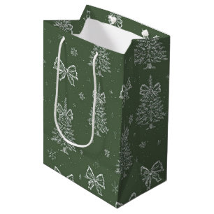 Vintage Sage Green Winter Toile Christmas (4) Medium Gift Bag