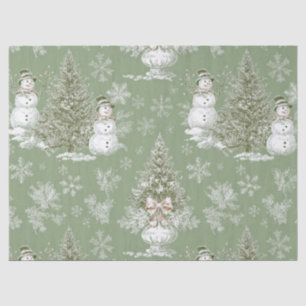 Vintage Sage Green Winter Toile Christmas (6) Tissue Paper
