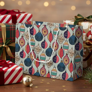 Vintage Sage Green Xmas Ornaments Large Gift Bag