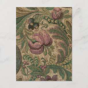 Vintage Sage Mauve 1918 Botanical Pattern Postcard