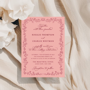 Vintage Sage Roses Frame Wedding  Invitation