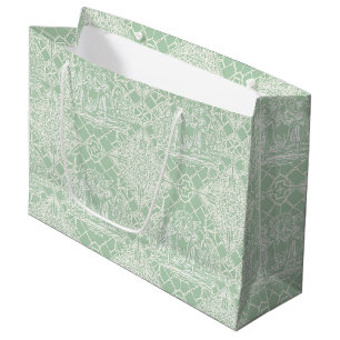 Vintage Sage Toile with Classical Figures Large Gift Bag