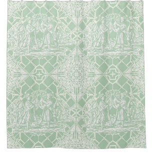 Vintage Sage Toile with Classical Figures Shower Curtain